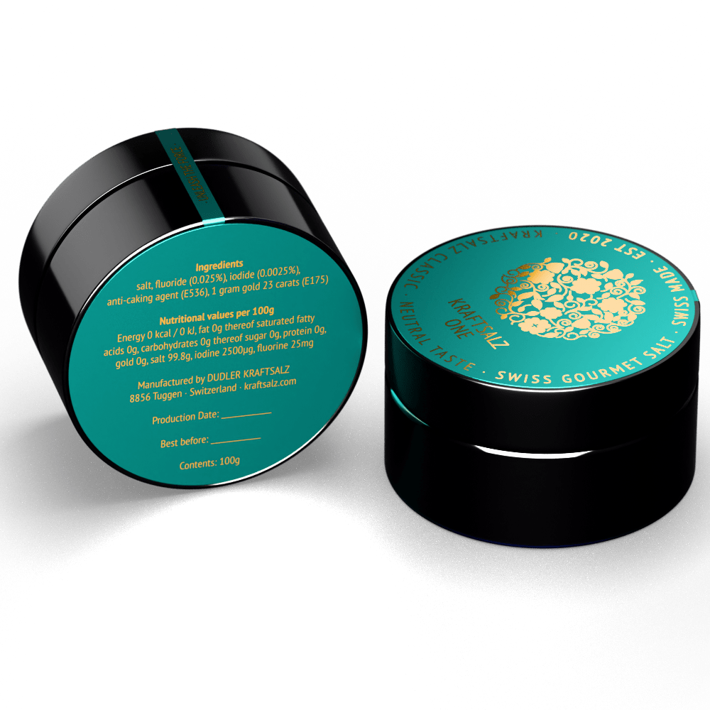 Kraftsaltz One - Kraftsalz Classic mit einem Gramm 23 Karat Blattgold - für alle Speisen